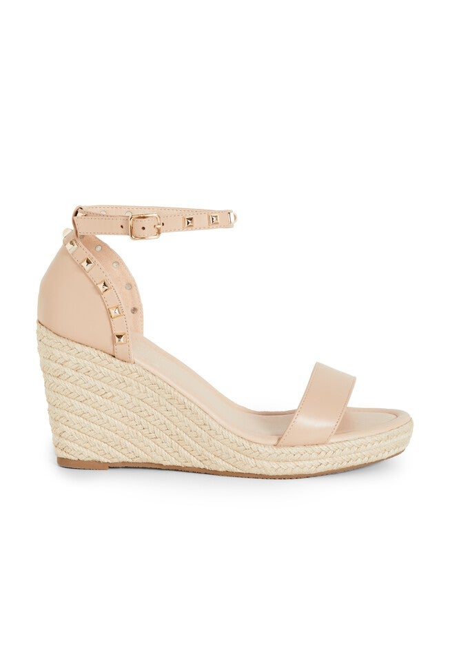 Electric Gold Stud Hardware Wedge - nude, NEUTRAL, on-hover image number null