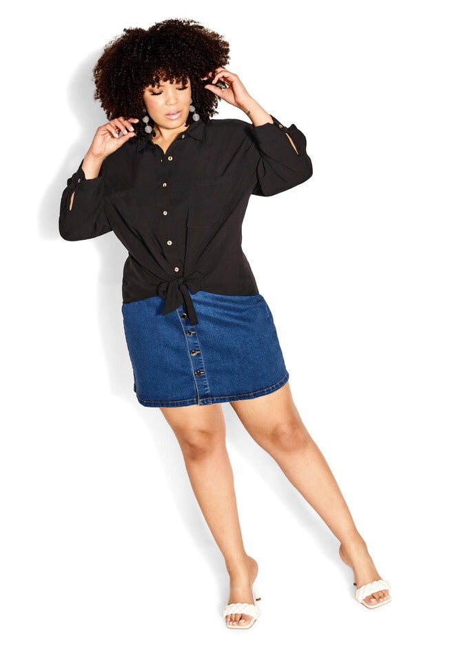 Island Denim Skirt - mid denim, BLUE, alternate image number 2