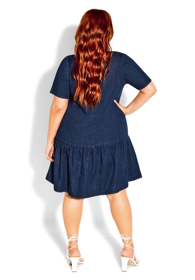 Denim Spirit Dress - dark denim, BLUE, alternate image number null