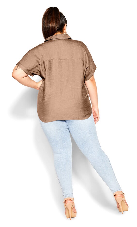 Relaxed Summer Shirt - mocha, BROWN, alternate image number 3