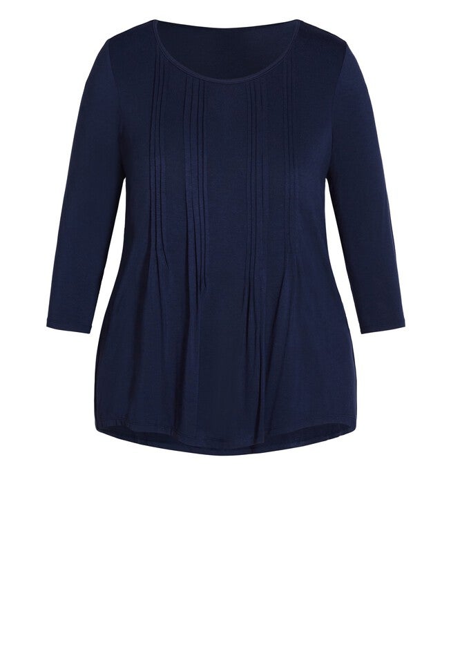 Milly Pleat Plain Top, NAVY, alternate image number null