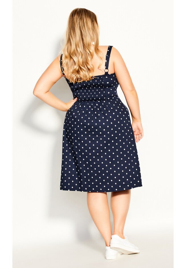 Tie Spot Dress - navy, BLUE, on-hover image number null