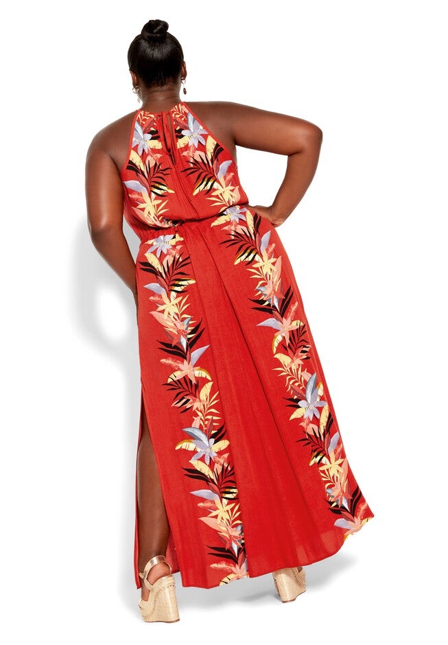 Holiday Magic Maxi Dress - tigerlily, ORANGE, on-hover image number 1