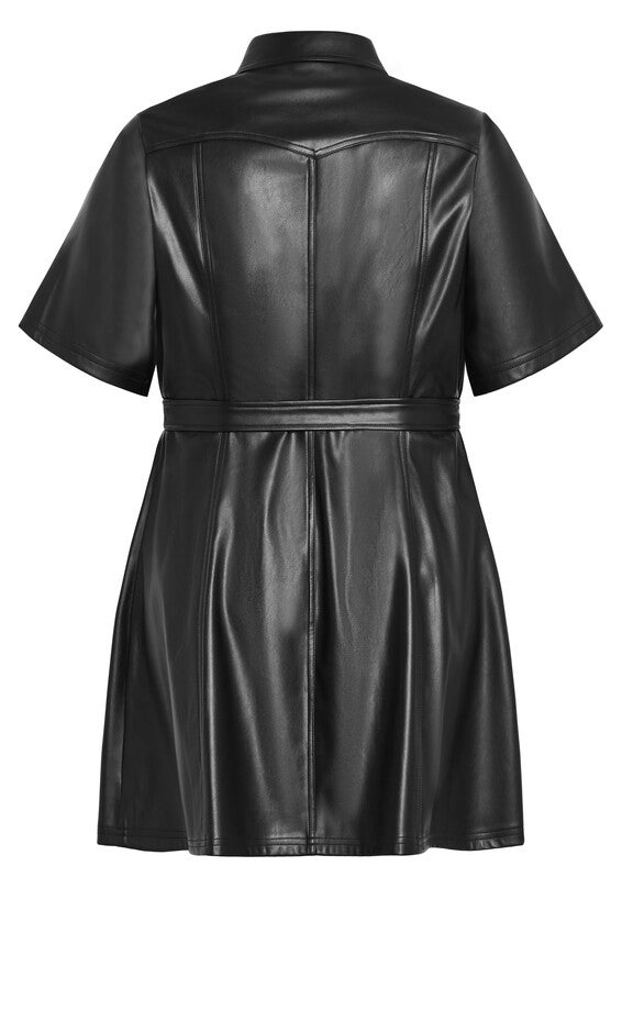 Faux Leather Hunter Dress - black, BLACK, alternate image number null