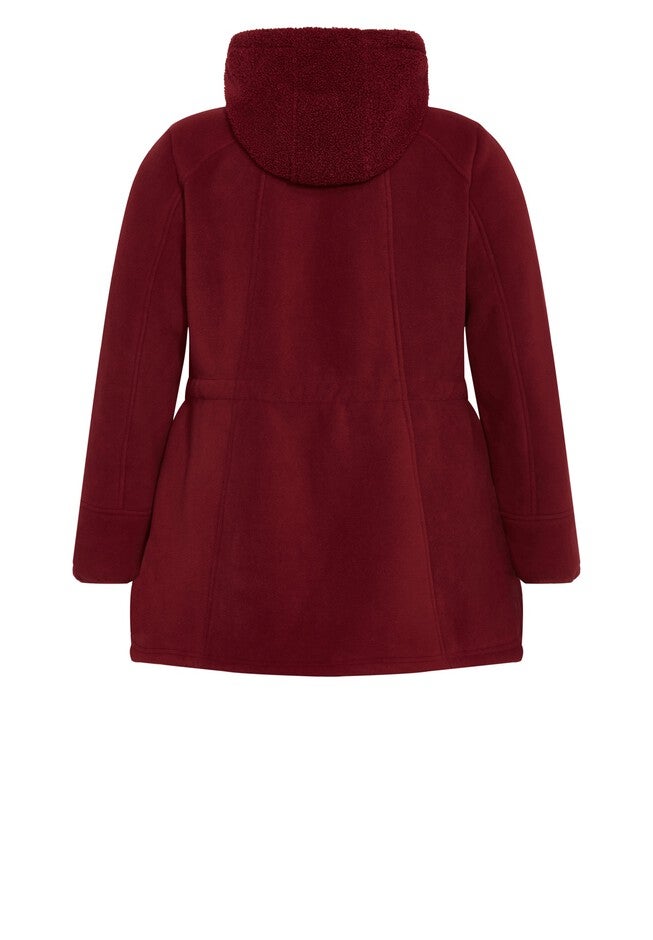 Fleece Hood Coat, RHUBARB, alternate image number null
