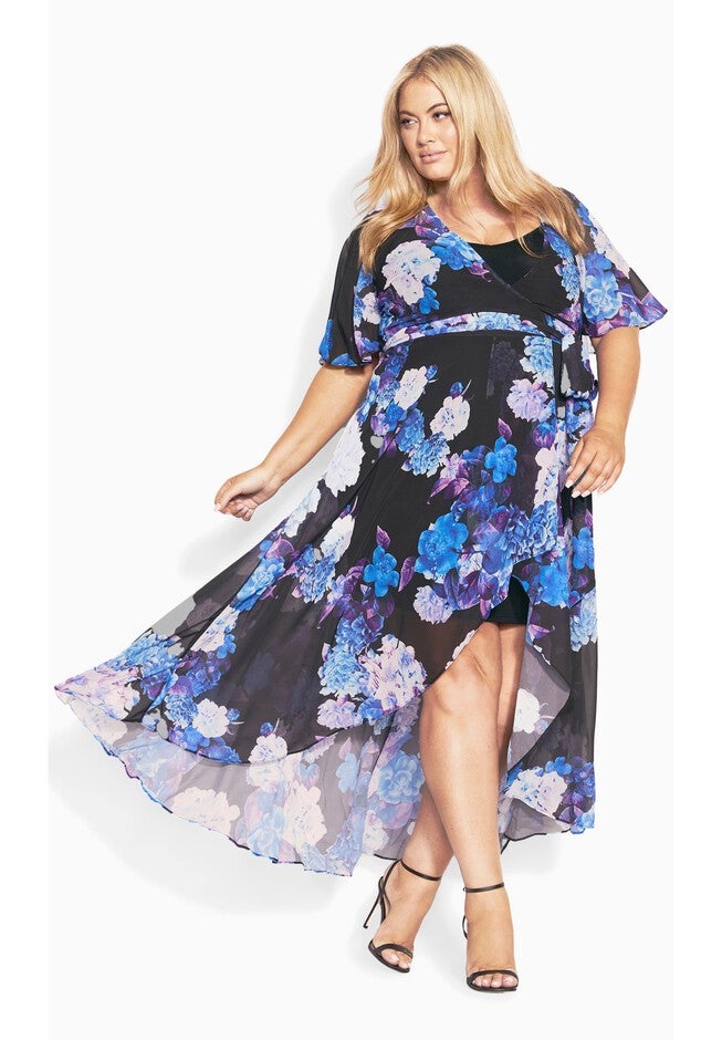 Enthrall Me Print Maxi Dress - black, BLACK, on-hover image number 1