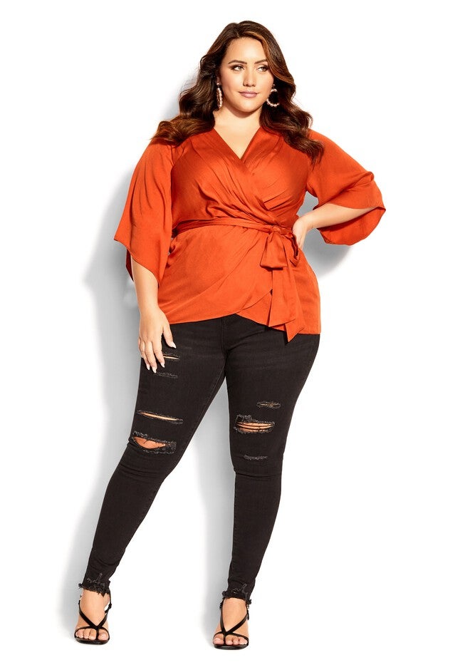 Opulent Wrap Top - amber, ORANGE, on-hover image number null
