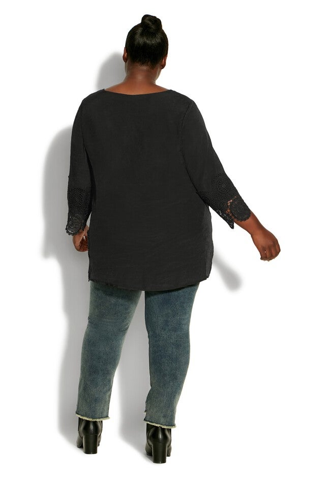 Sylvie Crochet Top, BLACK, alternate image number null
