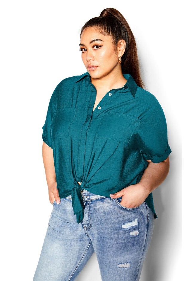 Relaxed Summer Shirt - teal, GREEN, hi-res image number null