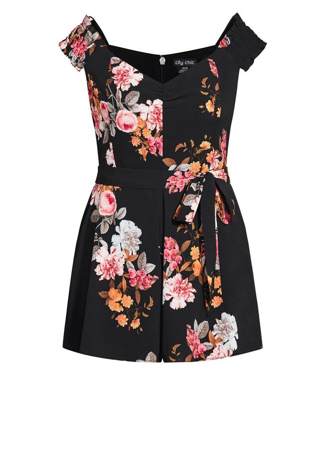 Floral Crush Romper - black, BLACK, alternate image number 3