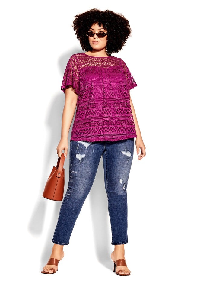 Serenity Short Sleeve Top - cerise, PINK, on-hover image number 1