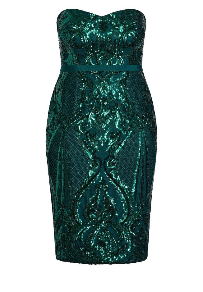 Sequin Sofia Dress - emerald, GREEN, alternate image number null