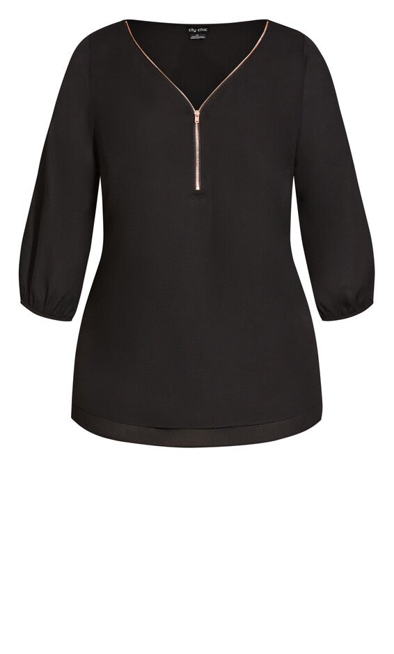 Sexy Fling Elbow Sleeve Top - black, BLACK, alternate image number null