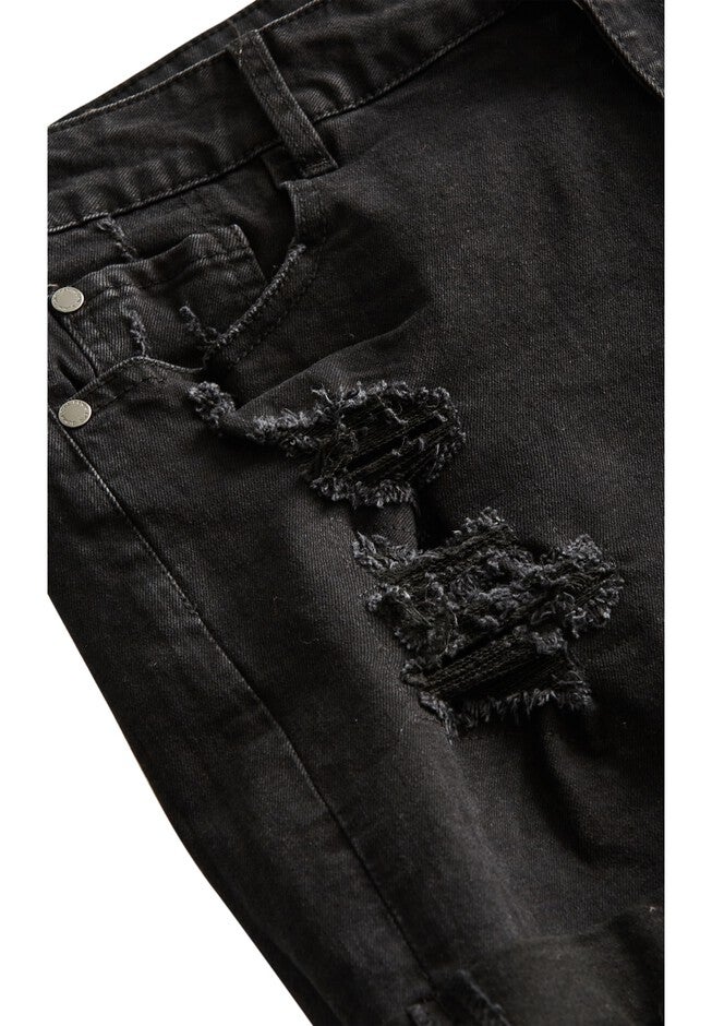 Ripped Love Short - black wash, BLACK, alternate image number null