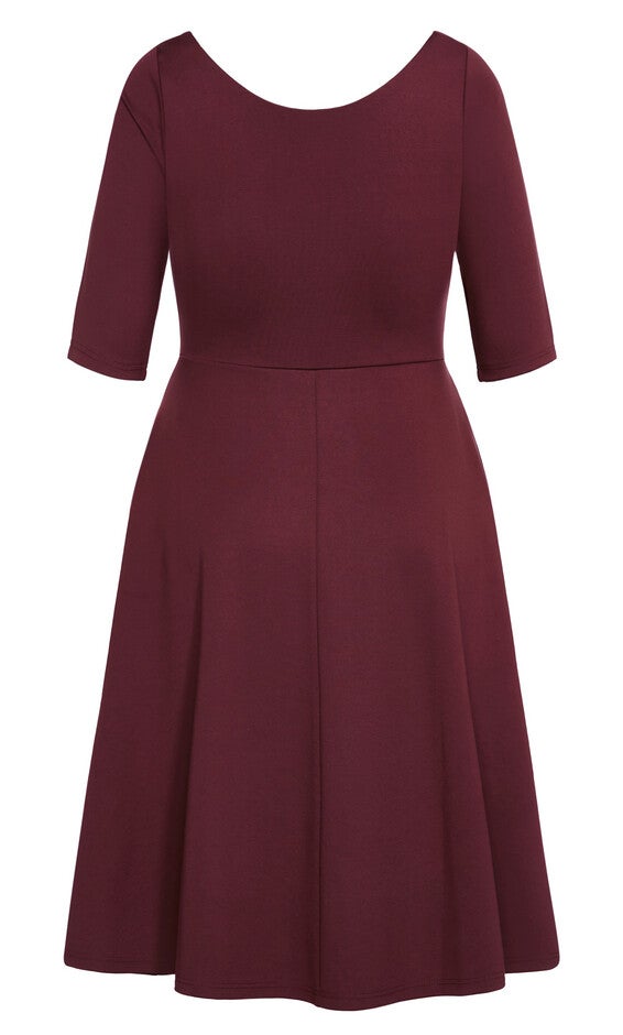 Cute Girl Elbow Sleeve Dress - oxblood, OX, alternate image number null