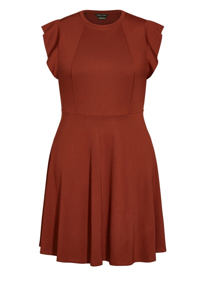 Frill Shoulder Dress - ginger, ORANGE, alternate image number 2
