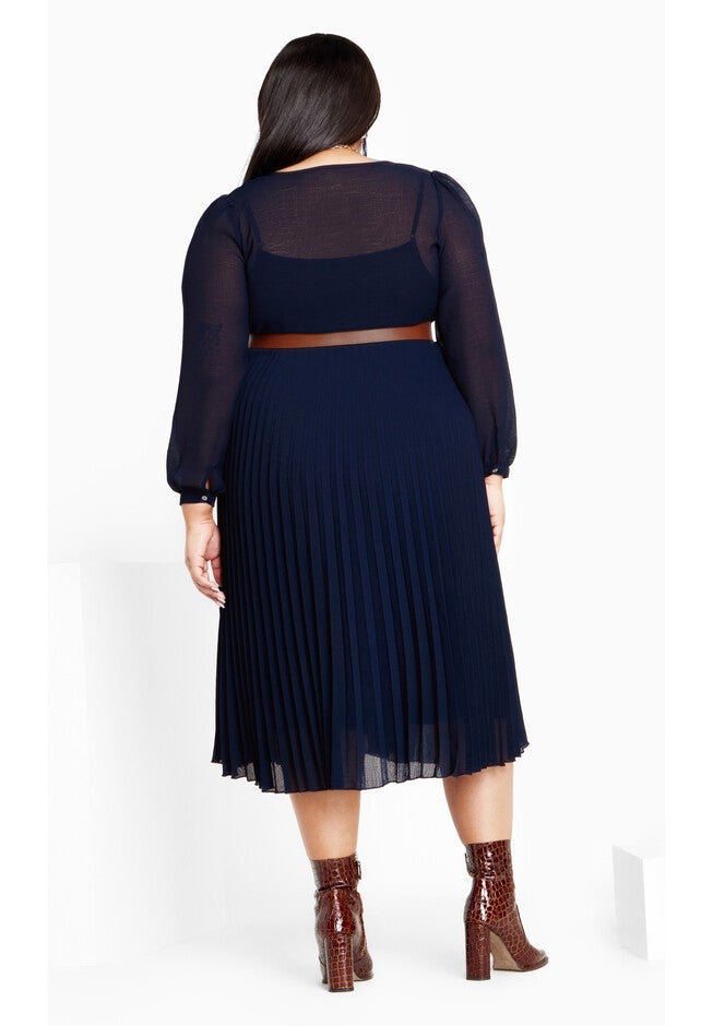 Precious Pleat Dress - navy, BLUE, alternate image number 4
