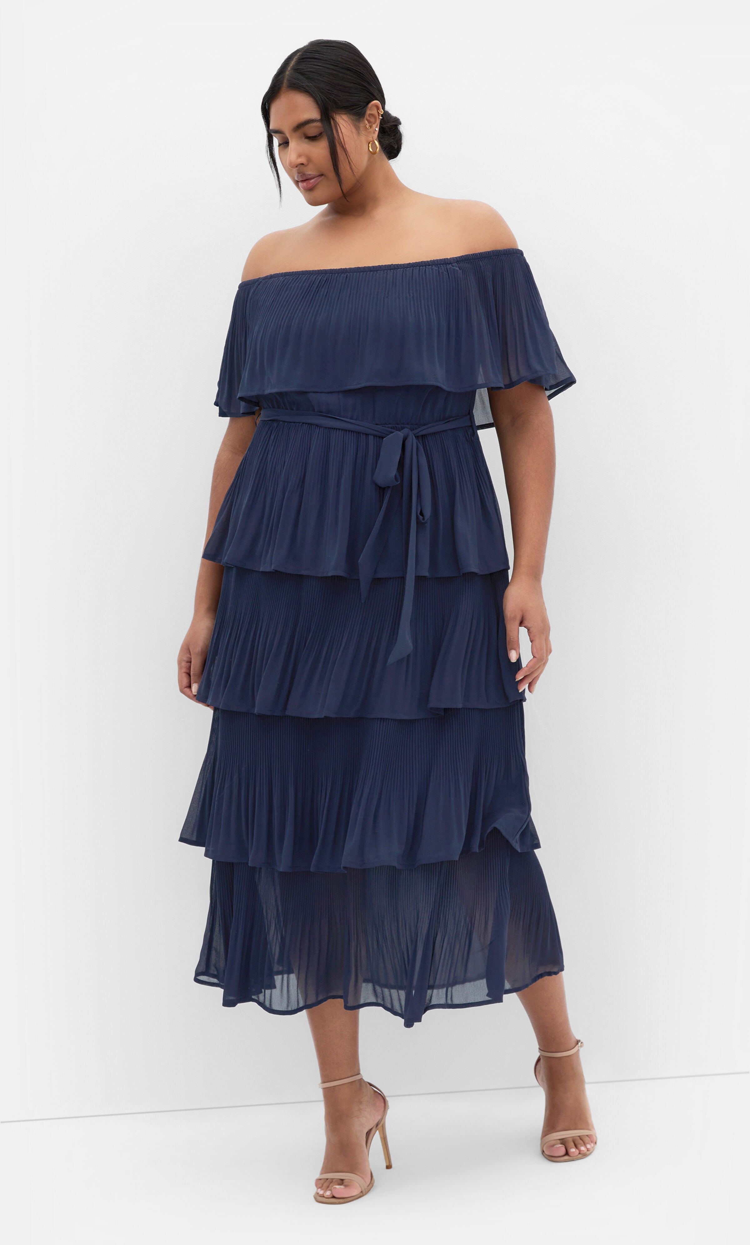 Night Garden Tier Midi Dress
