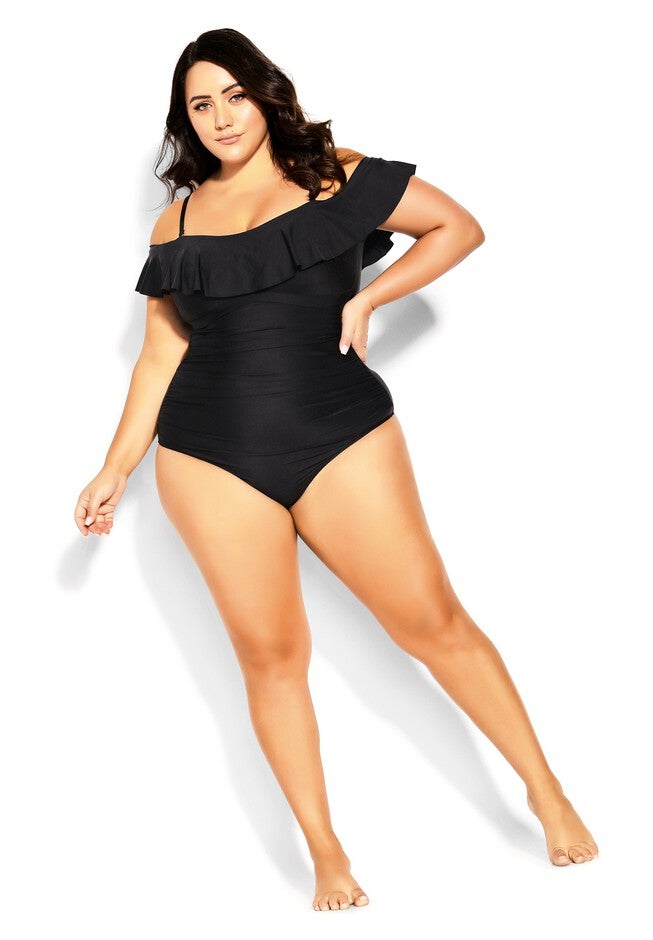 Ingrid Ruffle 1 Piece - black, BLACK, hi-res image number null
