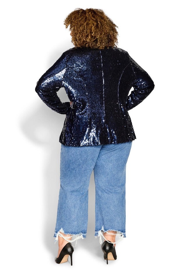 Sequin Seduction Jacket - navy, BLUE, alternate image number null