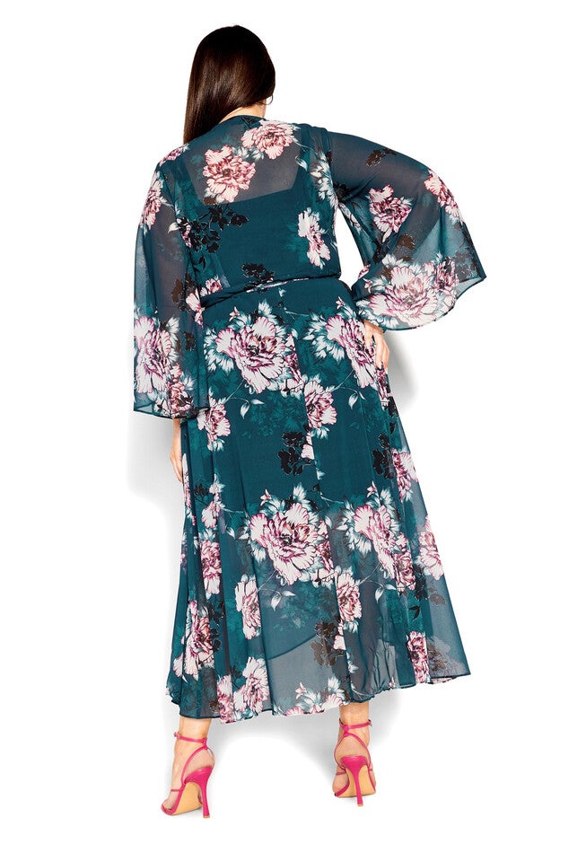 Fleetwood Print Maxi Dress - jade blossom, GREEN, on-hover image number 1