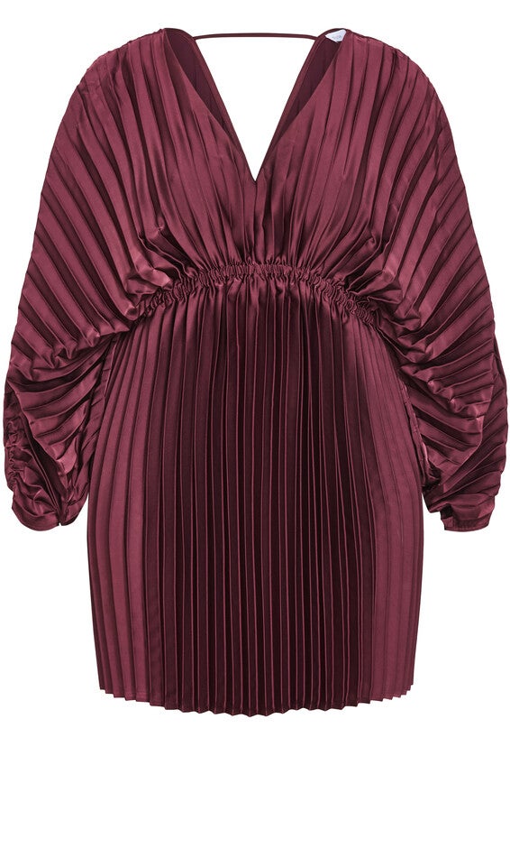 Chloe Pleat Dress - burgundy, RED, alternate image number null