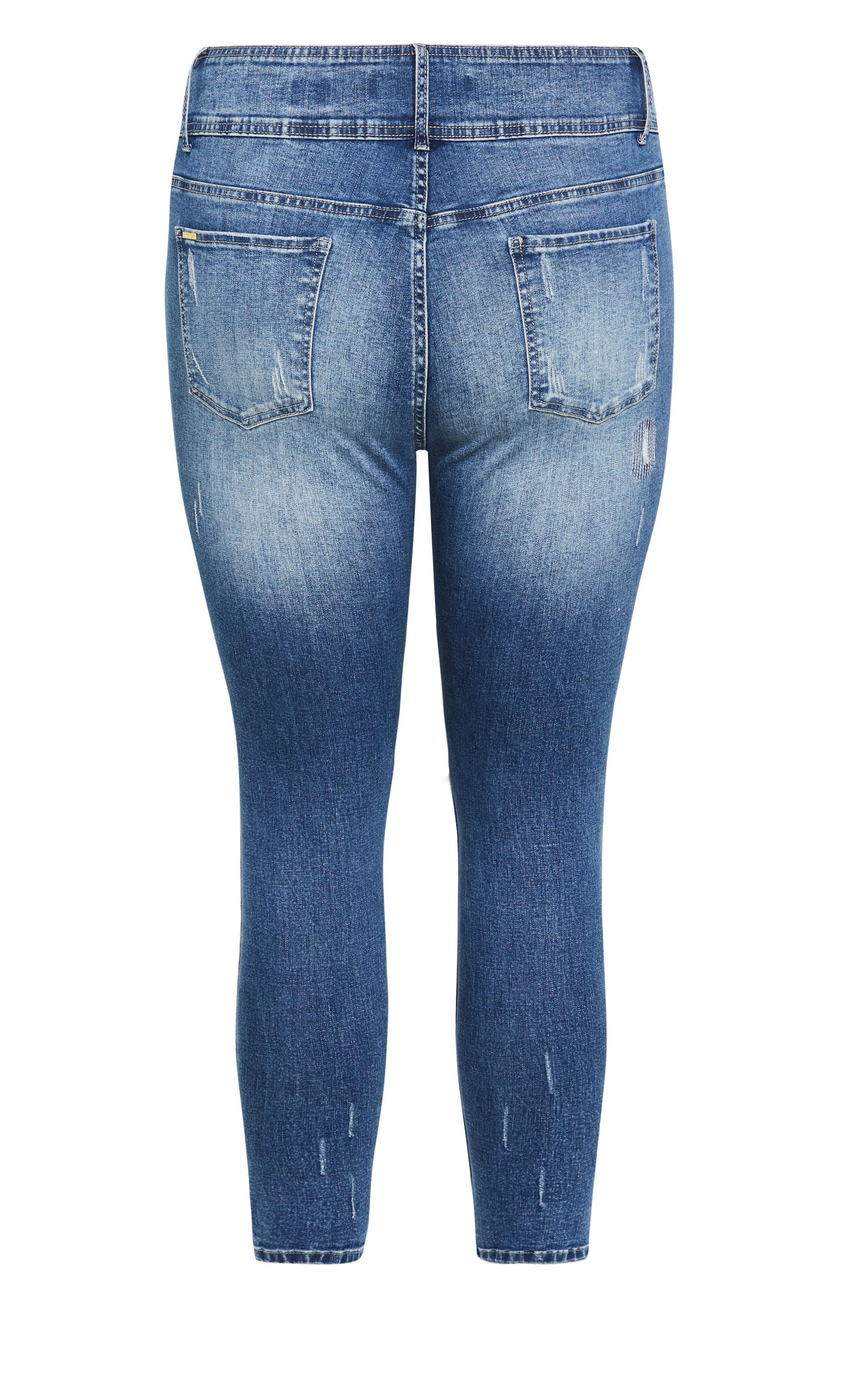 Patched Apple Skinny Jean - mid denim, BLUE, alternate image number 4