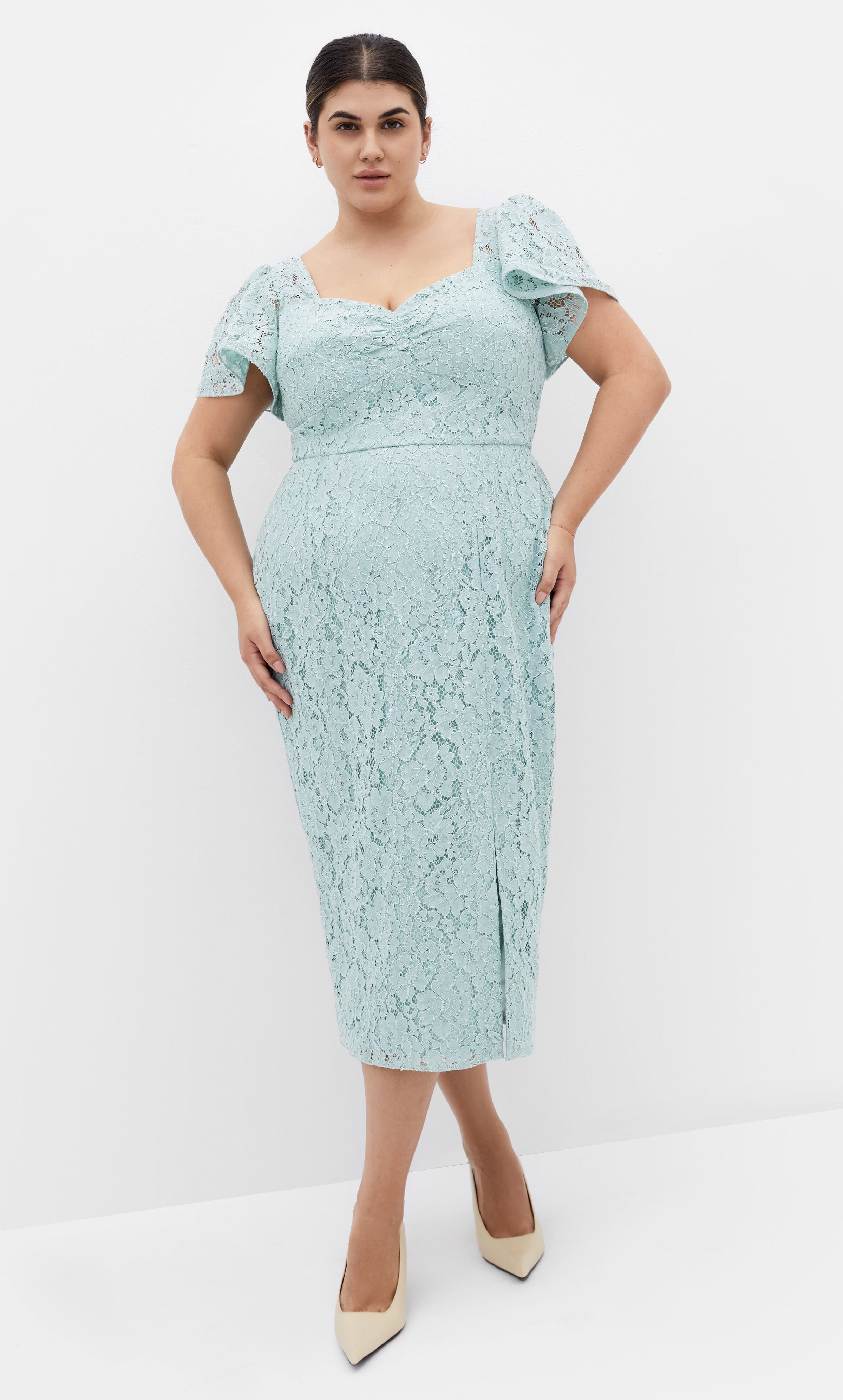 Maisie Lace Midi Dress - mint green, BLUE, hi-res image number 0