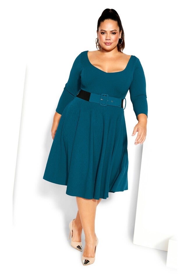Super Sweet Elbow Sleeve Dress - teal, GREEN, on-hover image number null