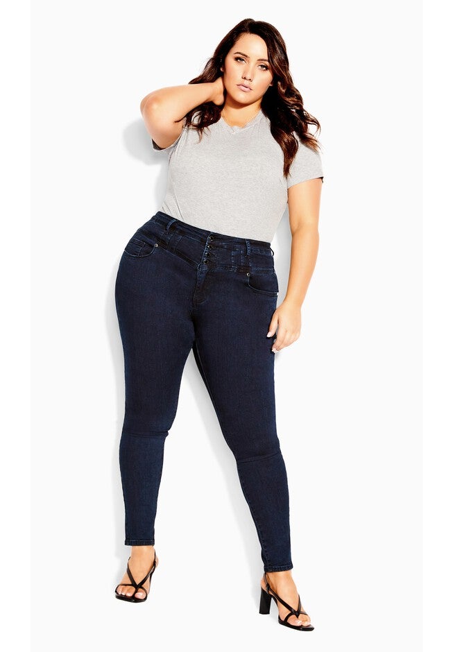 Harley Hi Waist Jean - dark denim, BLUE, on-hover image number 1