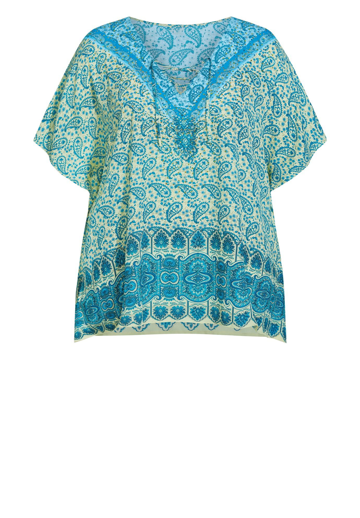 Tie Neck Poncho, SEACLIFF PLACED BORD, alternate image number 3