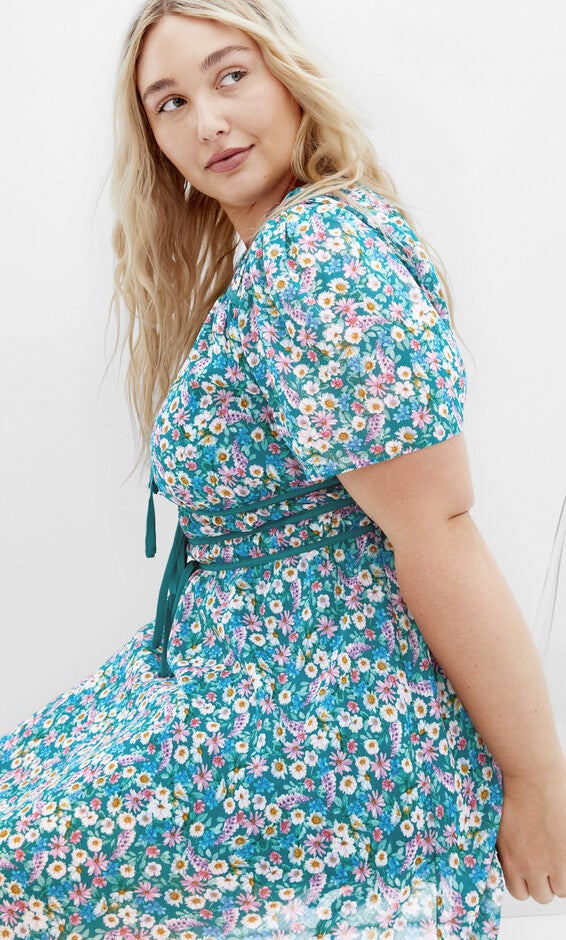 Cara Print Dress - teal, GREEN, alternate image number null