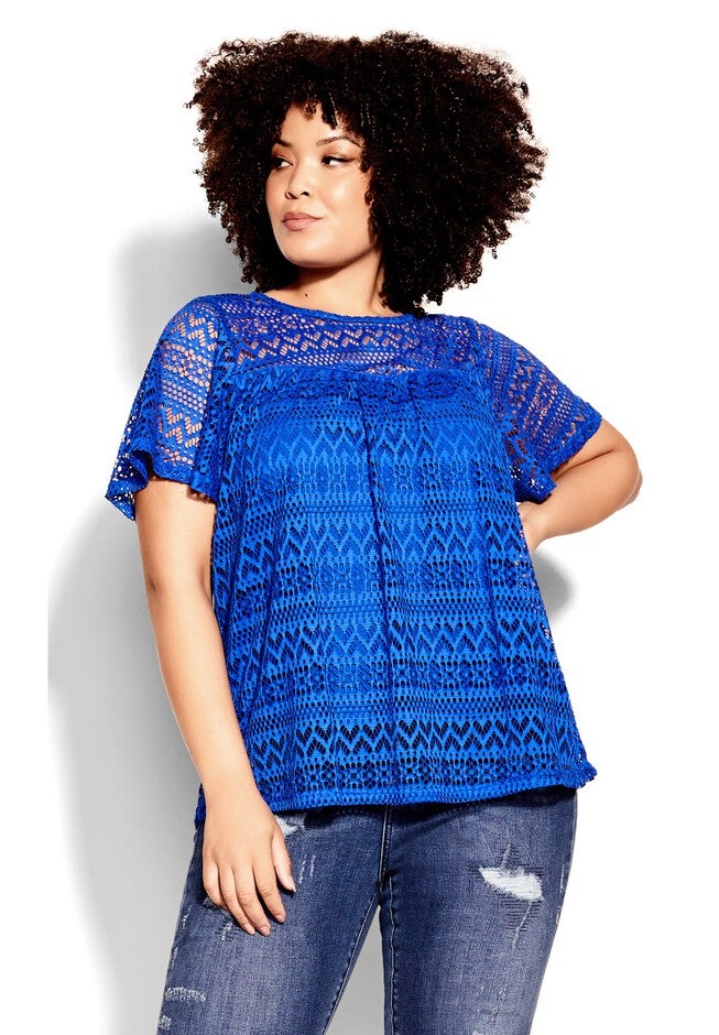 Serenity Short Sleeve Top - blue, BLUE, hi-res image number 0