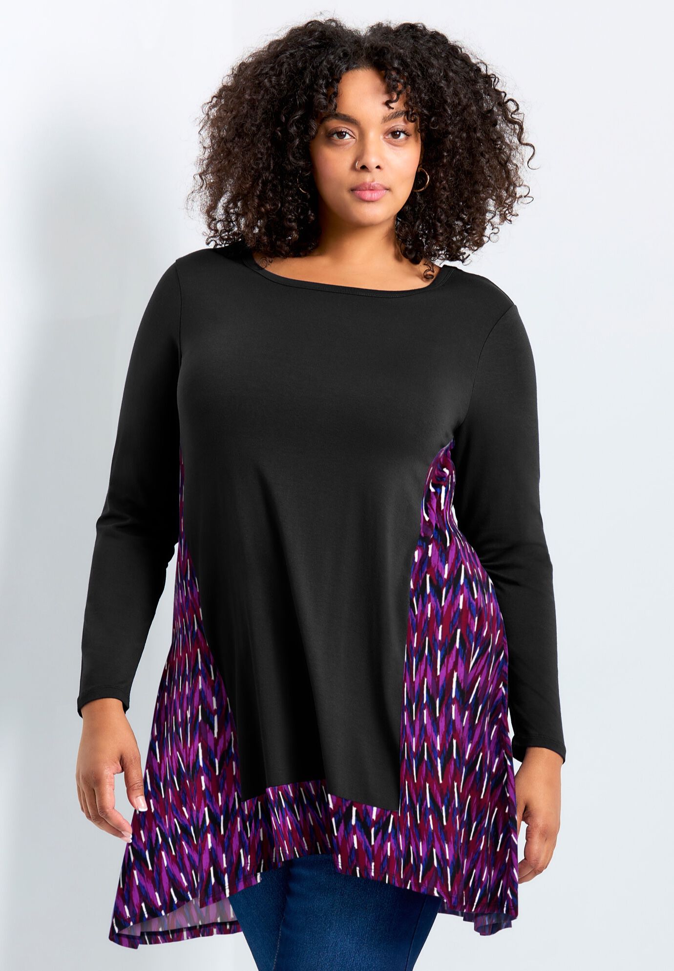 Elsa Print Tunic, BLACK BERRY CHEVRON, hi-res image number 0