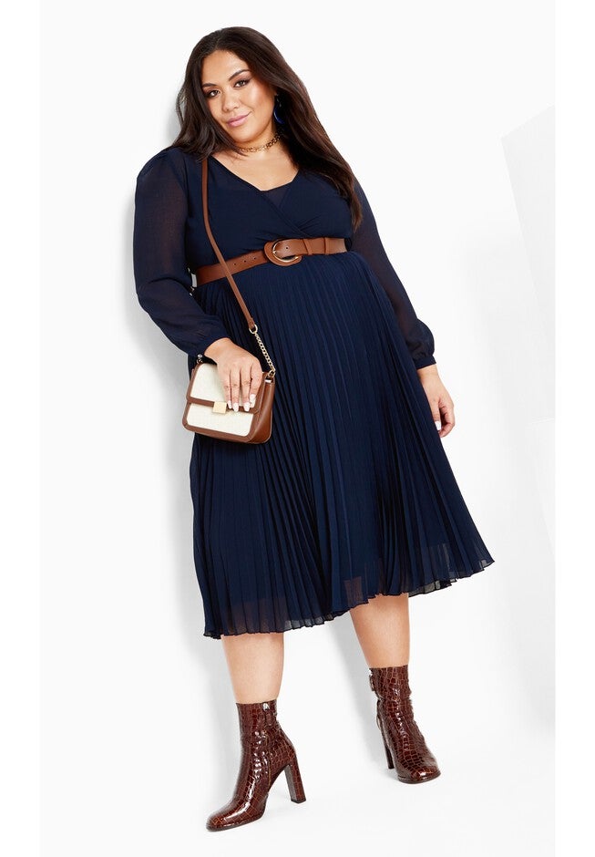Precious Pleat Dress - navy, BLUE, on-hover image number 1