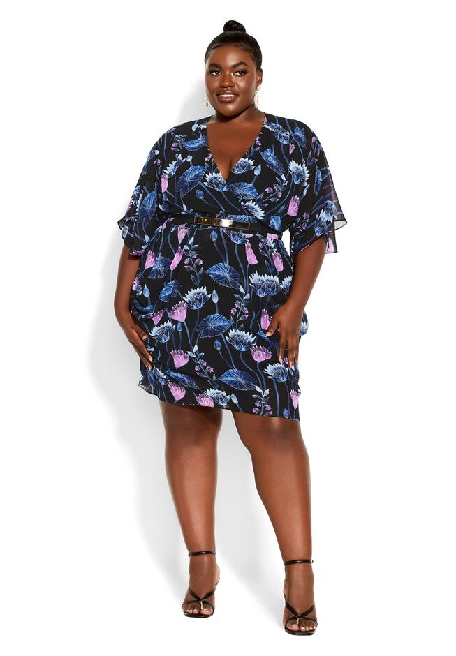 Wrap Vine Dress - black, BLACK, hi-res image number null
