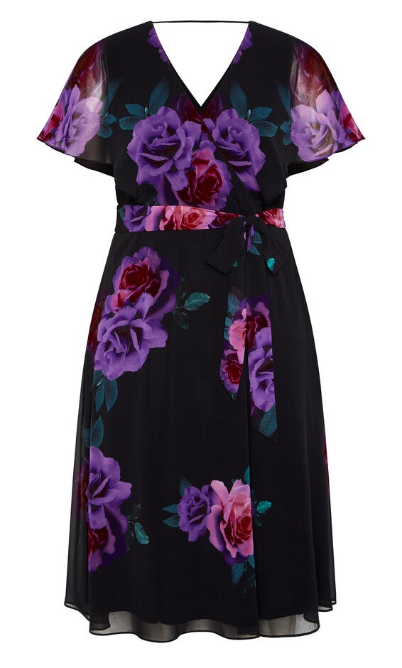 Tied Rose Maxi Dress - black bright bloom, BLACK, alternate image number 3