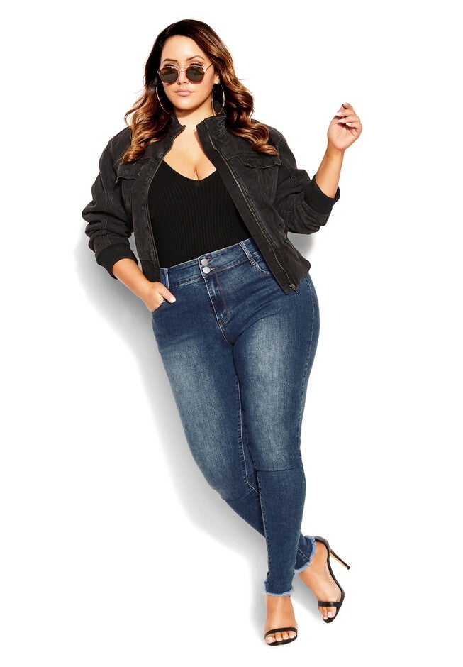 Asha Chic Cuff Jean - denim, BLUE, on-hover image number 1