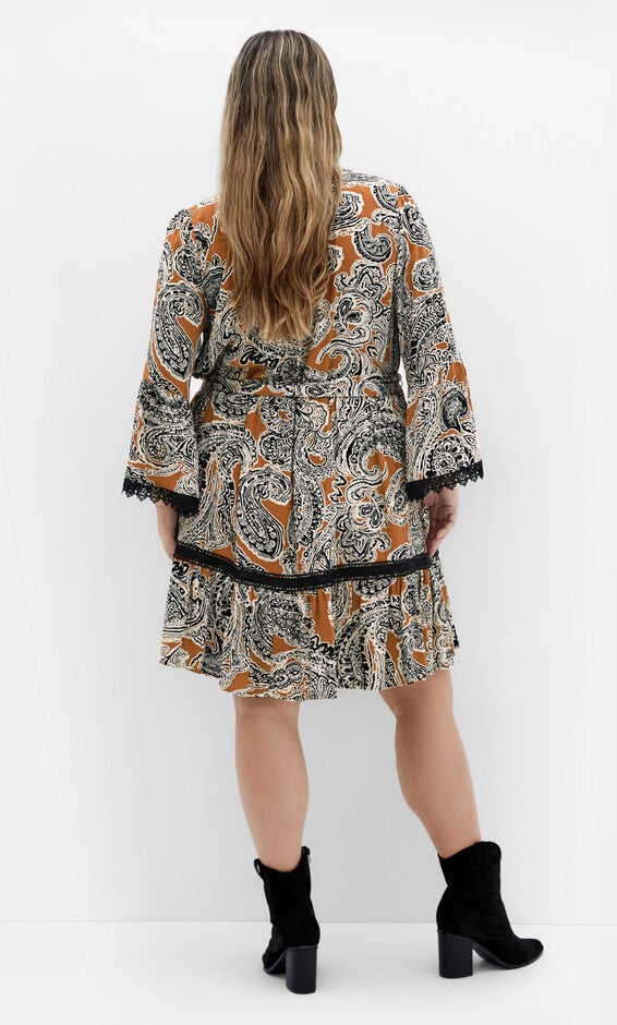 Camille Print Dress - caramel, BROWN, alternate image number null