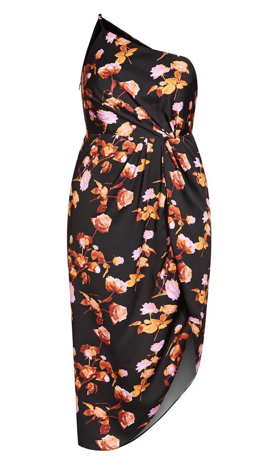 Vivid Floral Dress - black, BLACK, alternate image number null