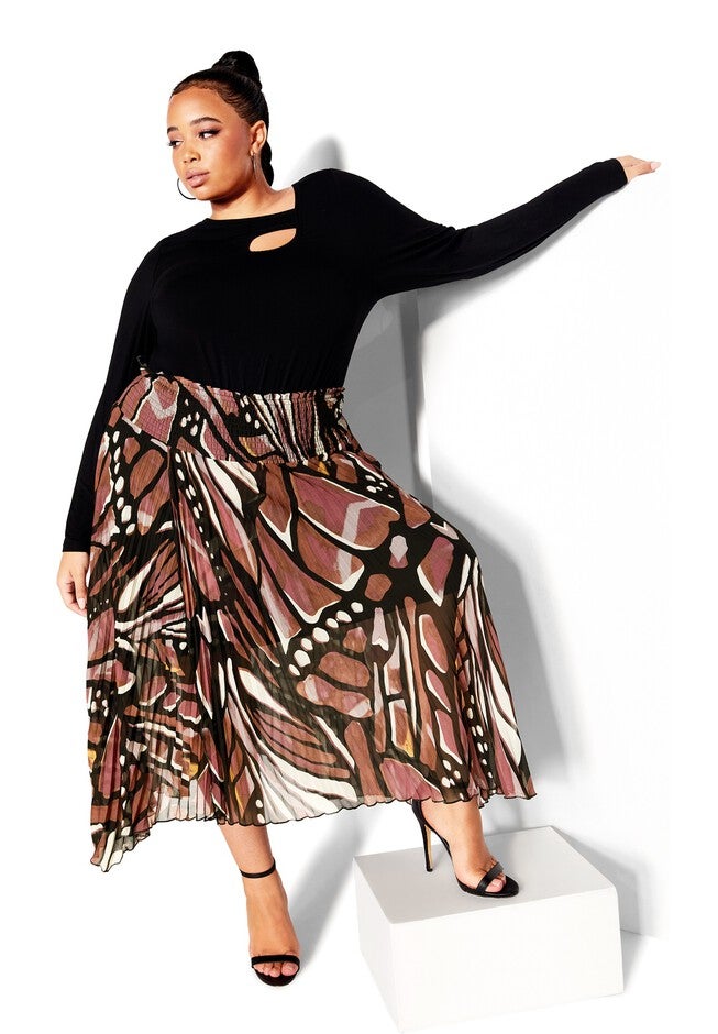 Sabrina Print Skirt - mocha, BROWN, on-hover image number null