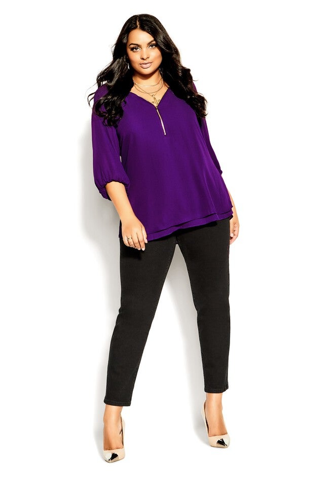 Sexy Fling Elbow Sleeve Top - petunia, PURPLE, on-hover image number null