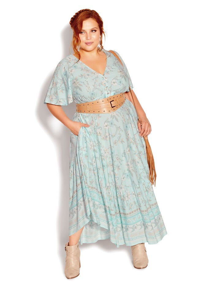 Spirited Floral Maxi Dress - sea foam, GREEN, on-hover image number 1