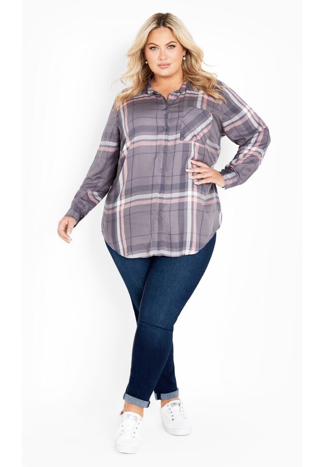 Kylee Check Shirt, GREY PINK, alternate image number null