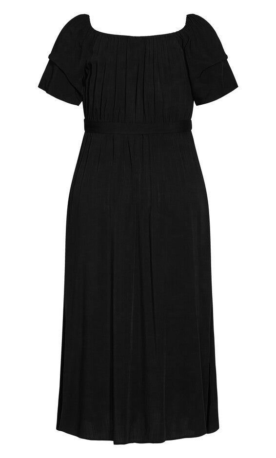 Tropical Tie Maxi Dress - black, BLACK, alternate image number 1