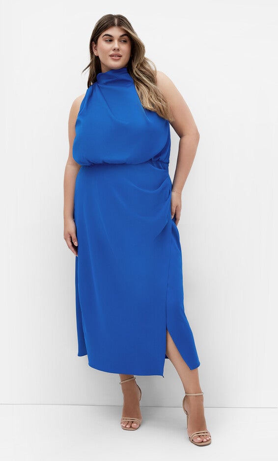 Limelight Halter Dress - cerulean, BLUE, alternate image number null