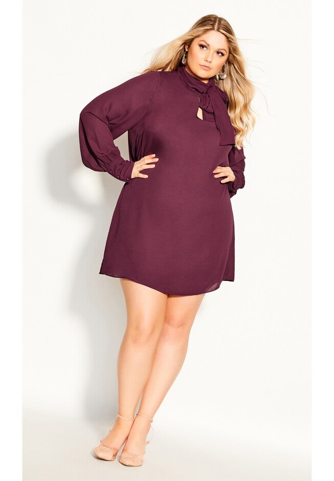 Neck Tie Tunic - plum, RED, alternate image number 2
