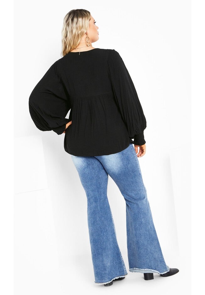 Amahle Lace Embroidered Button Down Blouse, BLACK, on-hover image number 1