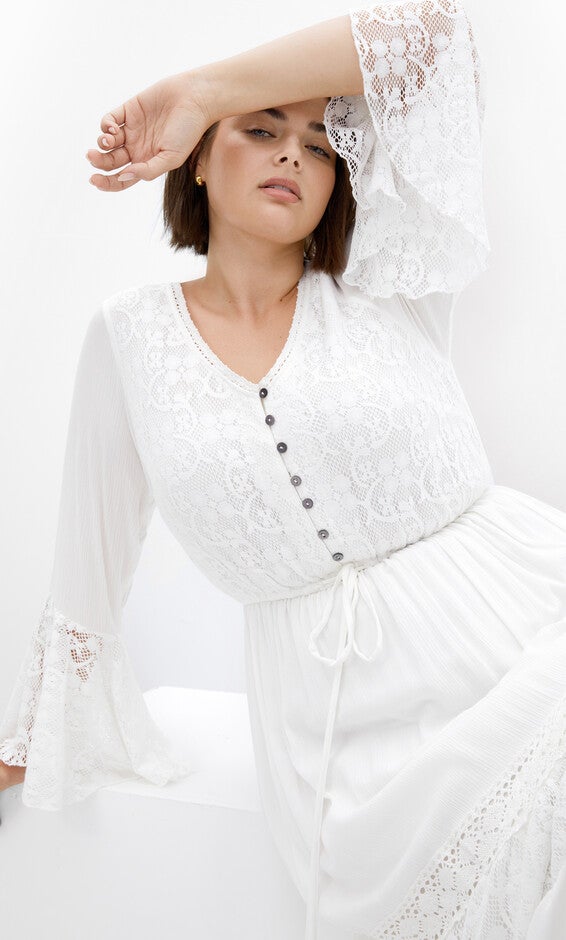 Tisha Lace Maxi Dress - ivory, WHITE, alternate image number null