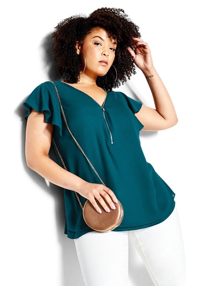 Zip Fling Top - teal, GREEN, alternate image number null